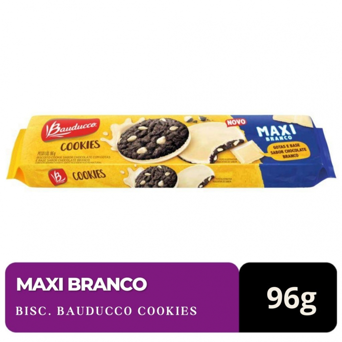 Biscoito Cookies Bauducco Maxi Gotas de Chocolate 96g, Biscoito Doce